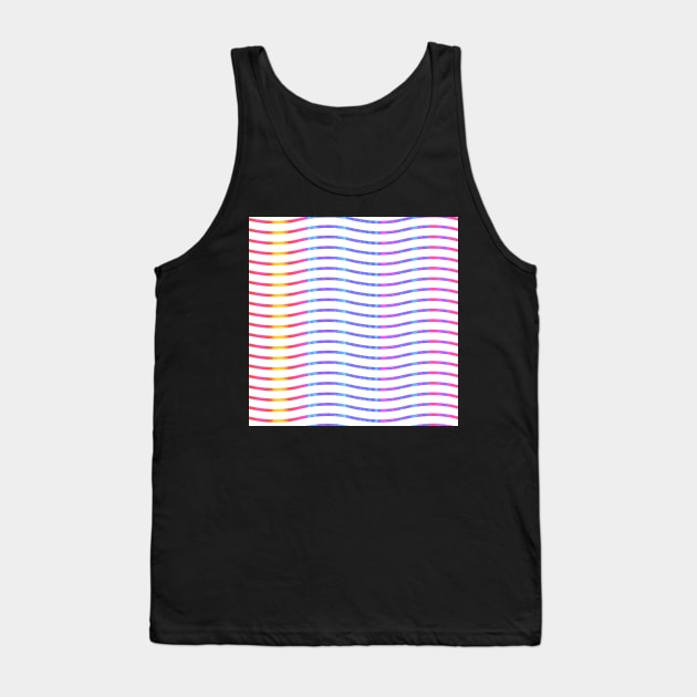 Wavy Lines Rainbow on White Repeat 5748 Tank Top by ArtticArlo